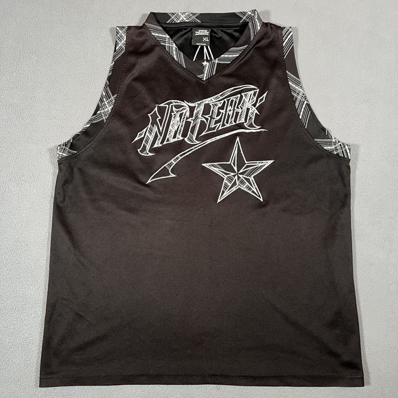 No Fear Tank Top Shirt Mens XL Black Embroidered‎ Logo Star Double Sided Y2K 90s - Picture 1 of 8